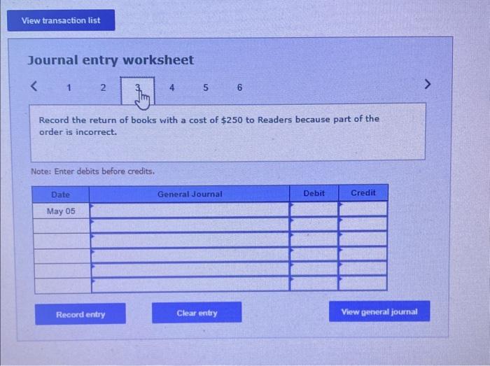 from Readers wholesale for $2,700, terms 2/10, n/10. May 3 Pays cash