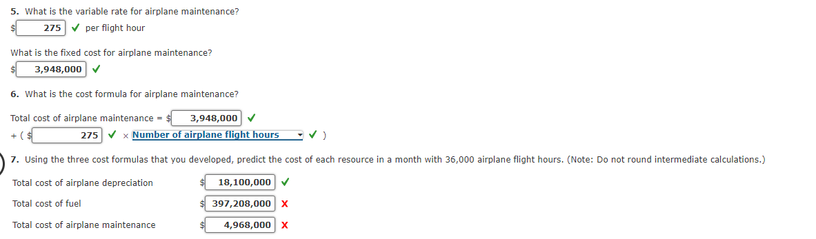 and April. The resources are airplane depreciation, fuel, and airplane maintenance. The