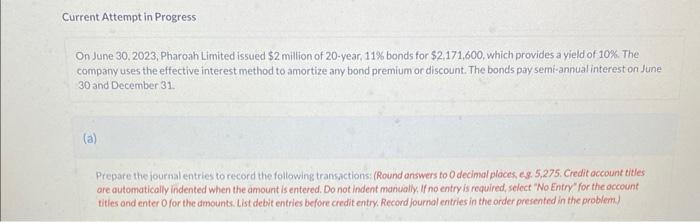 Current Attempt in Progress On June 30, 2023, Pharoah Limited issued $2