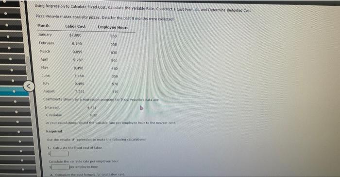 Using Regression to Calculate Fixed Cost, Calculate the Variable Rate, Construct a