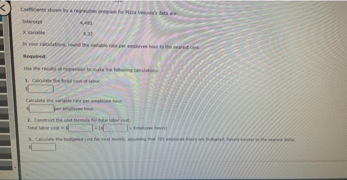 Cast Formula, and Determine Budgeted Cost Pizza Vesuvio makes specialty pizzas. Data