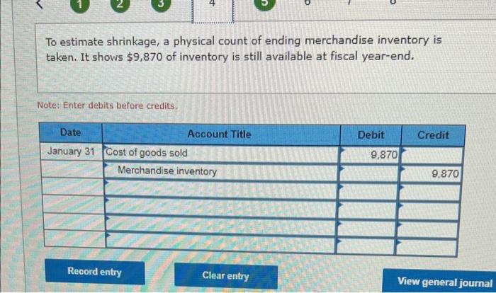inventory system. Descriptions of items that require adjusting entries on January 31,