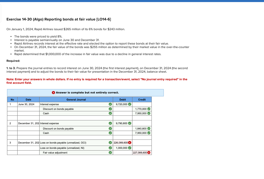 Exercise 14-30 (Algo) Reporting bonds at fair value [LO14-6] On January 1,