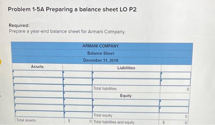 P2 As of December 31, 2019, Armani Company's financial records show the