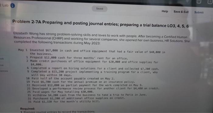 2 Lab Saved Help Save & Exit Submit bok t FROCKS Problem