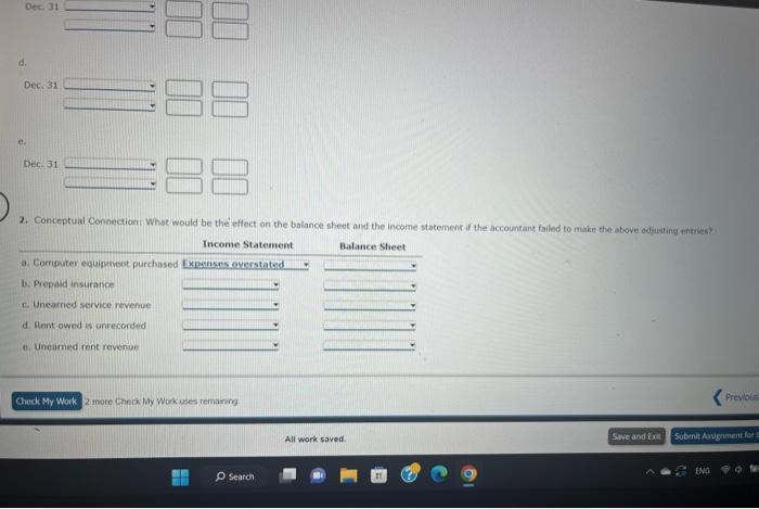 of adjusting entries for Reynolds Computer Service for the current year: a.