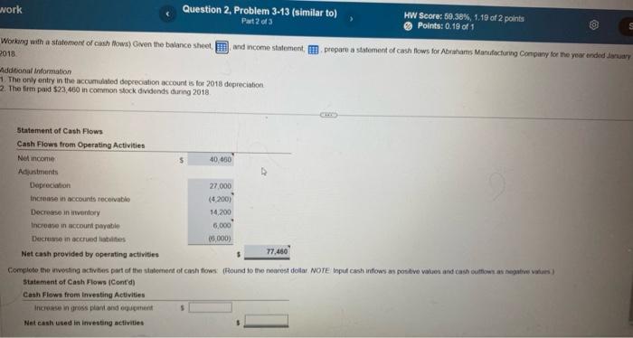 work Question 2, Problem 3-13 (similar to) Working with a statement of