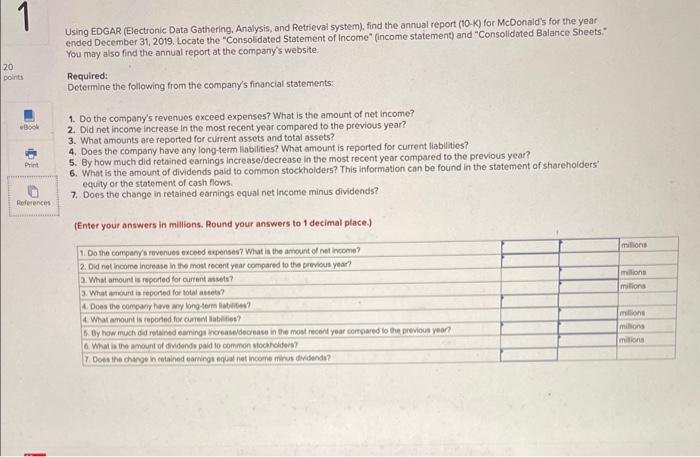 1 201 points Book Print References Using EDGAR (Electronic Data Gathering, Analysis,