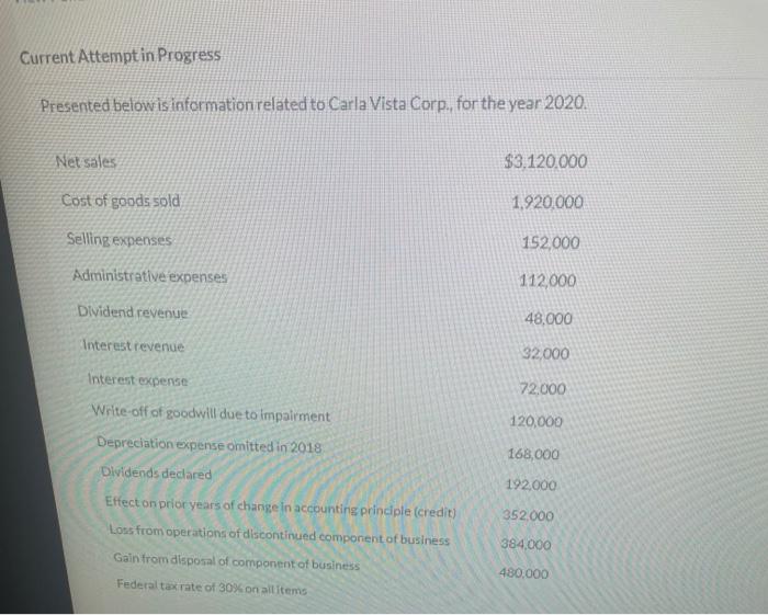 Current Attempt in Progress Presented below is information related to Carla Vista