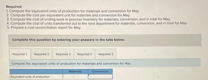 Products, Inc., uses the weighted-average method in its process costing system. It