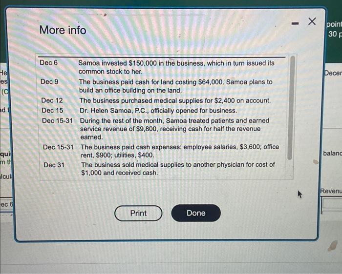 the first month of operation (December), the business, titled Dr. Helen Samoa,