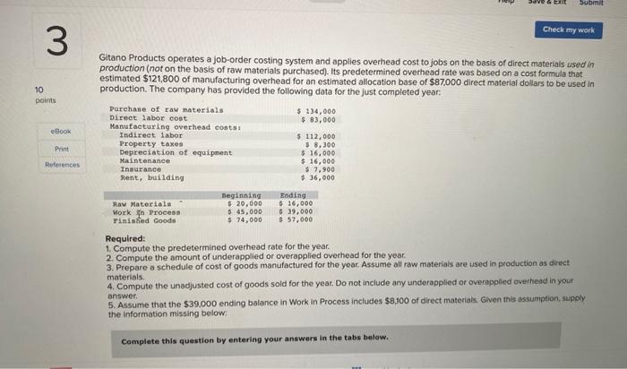3 Have & Exit Submit Check my work 10 points eBook Print