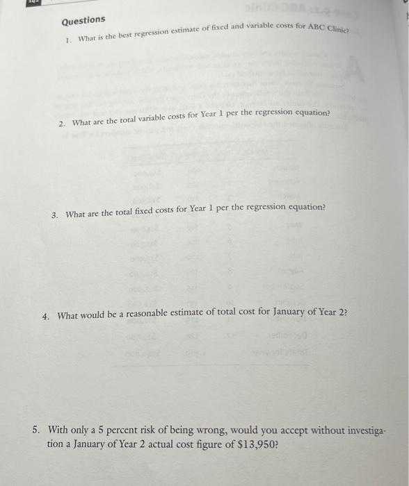 simple regression A BC Clinic provides a variety of basic medical services