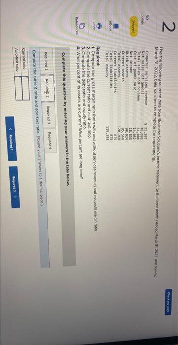 income statement for the three months ended March 31, 2022, and from