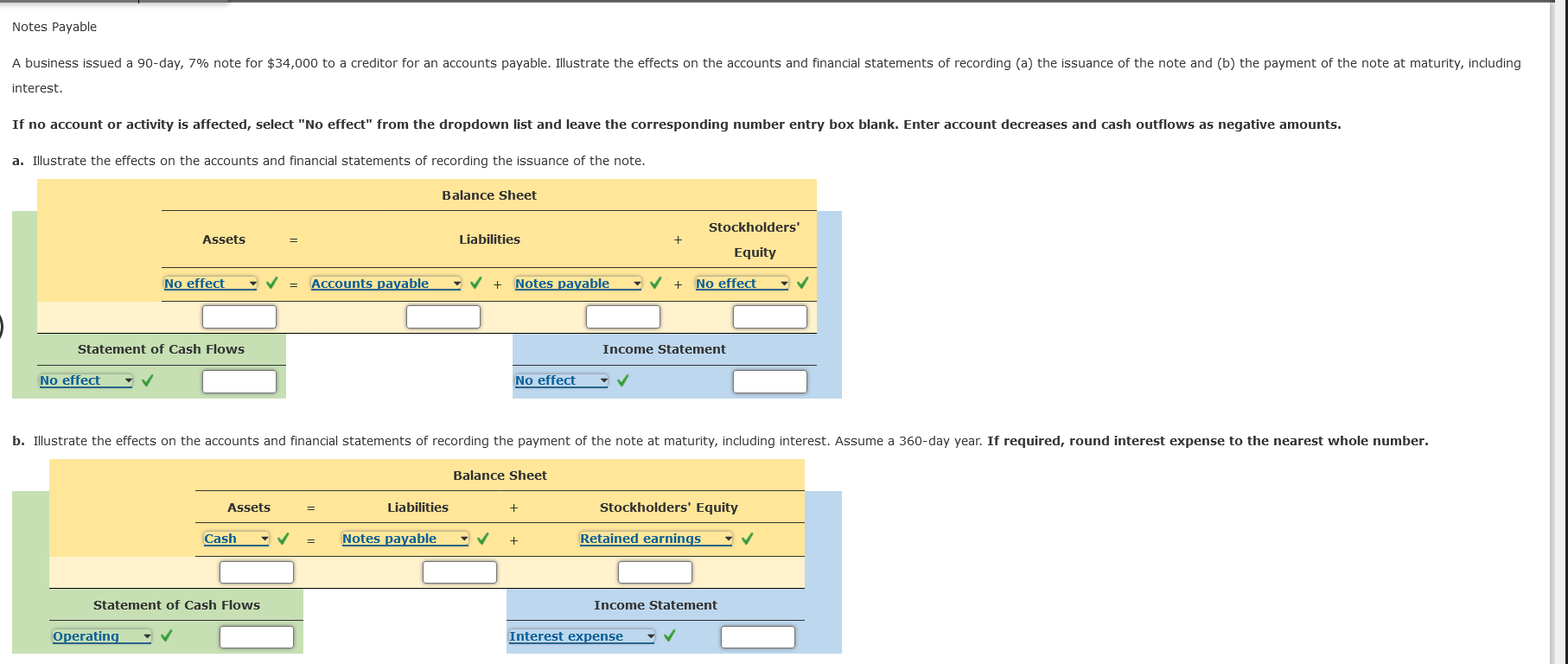 Notes Payable A business issued a 90-day, 7% note for $34,000 to