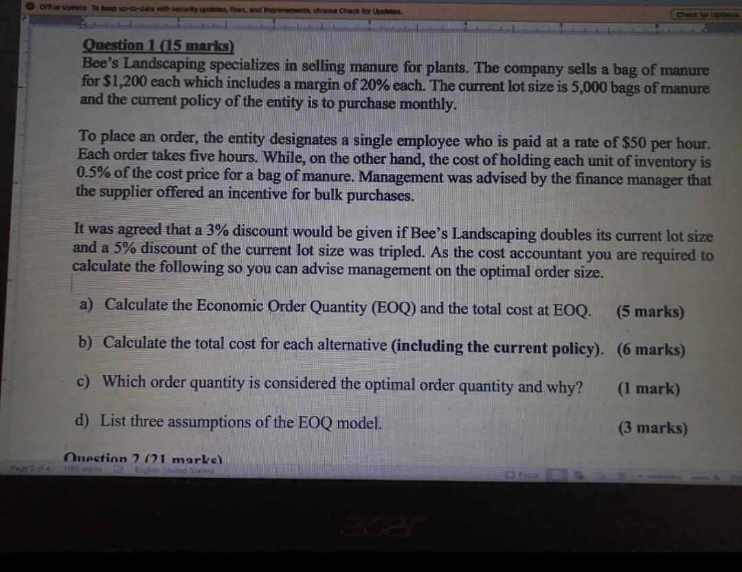 Office Update To keep up-to-date with security updates, foss, and Improvements, choose