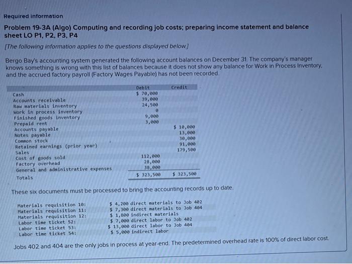 income statement and balance sheet LO P1, P2, P3, P4 [The following