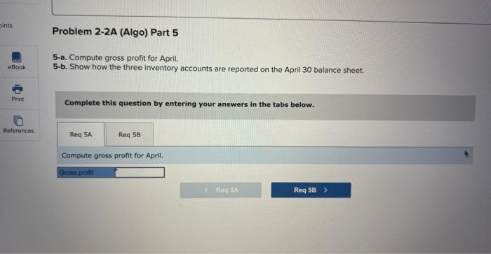 eBook Print References Balances on March 31 Direct materials used (in March)