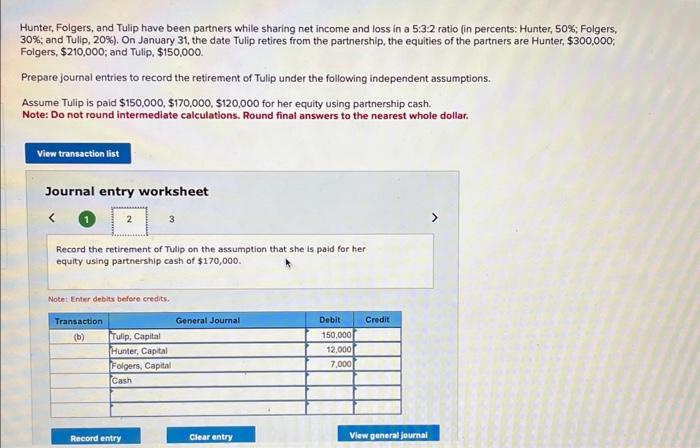 loss in a 5:3:2 ratio (in percents: Hunter, 50%; Folgers, 30%; and