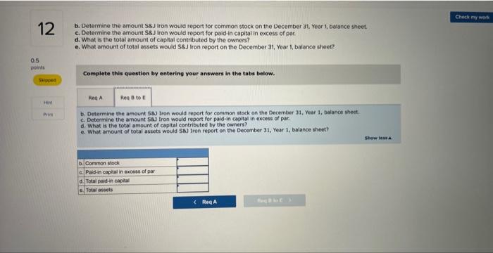 different classes of stock affects financial statements Newly formed S&J Iron Corporation