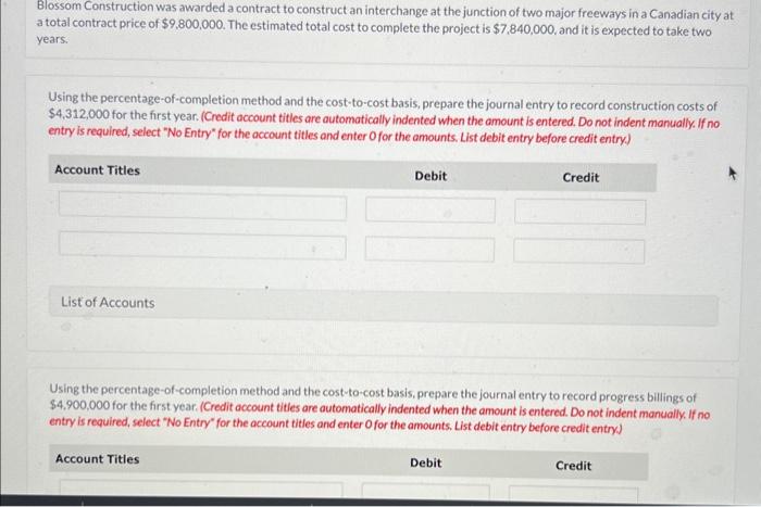 Blossom Construction was awarded a contract to construct an interchange at the
