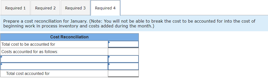 in process inventory and the costs added during January amounted to $652,660