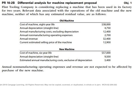 PR 10-2B Differential analysis for machine replacement proposal Obj. 1 Flint Tooling