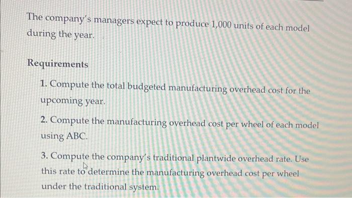 Direct labor per wheel. Standard Deluxe $575.00 $735.00 $ 33.00 $ 46.75