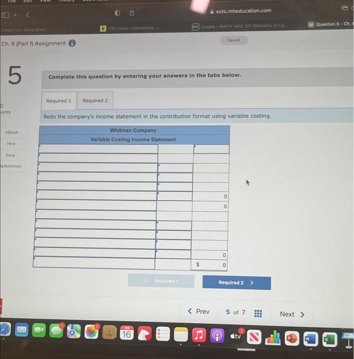 completed its first year of operations. The company's absorption costing income statement
