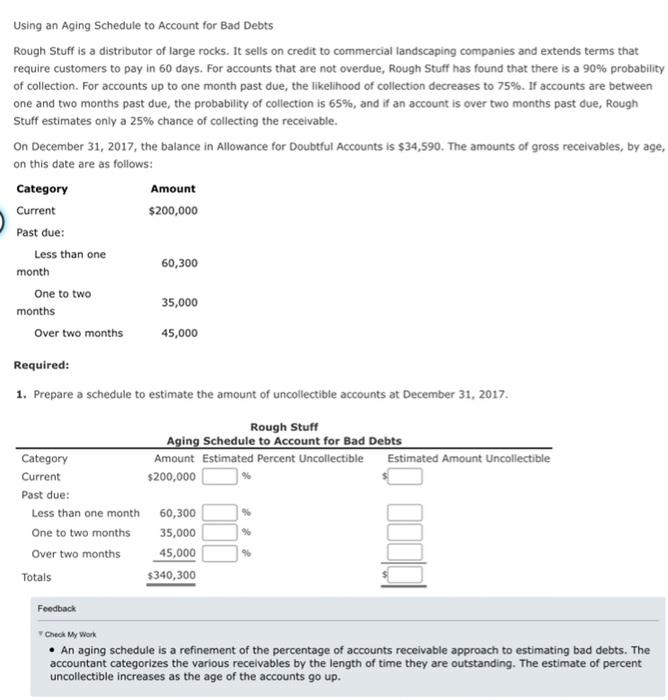 Using an Aging Schedule to Account for Bad Debts Rough Stuff is