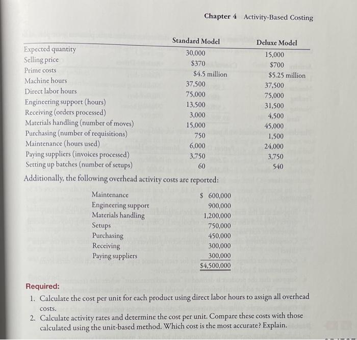 exercise bikes. One of its plants produces two versions: a standard model