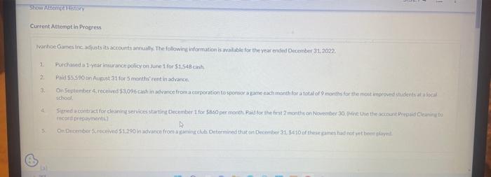 Show Attempt History Current Attempt in Progress Ivanhoe Games Inc adjusts its