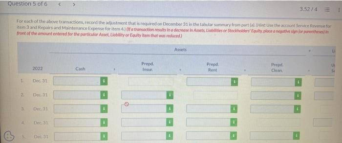 accounts annually. The following information is available for the year ended December