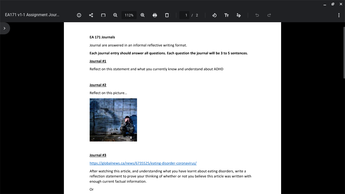 EA171 v1-1 Assignment Jour... Q 112% 1 / 2 5 EA 171