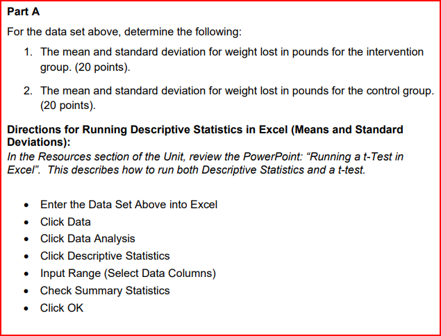 outcomes for an experimental (Intervention group) group and a control group. You