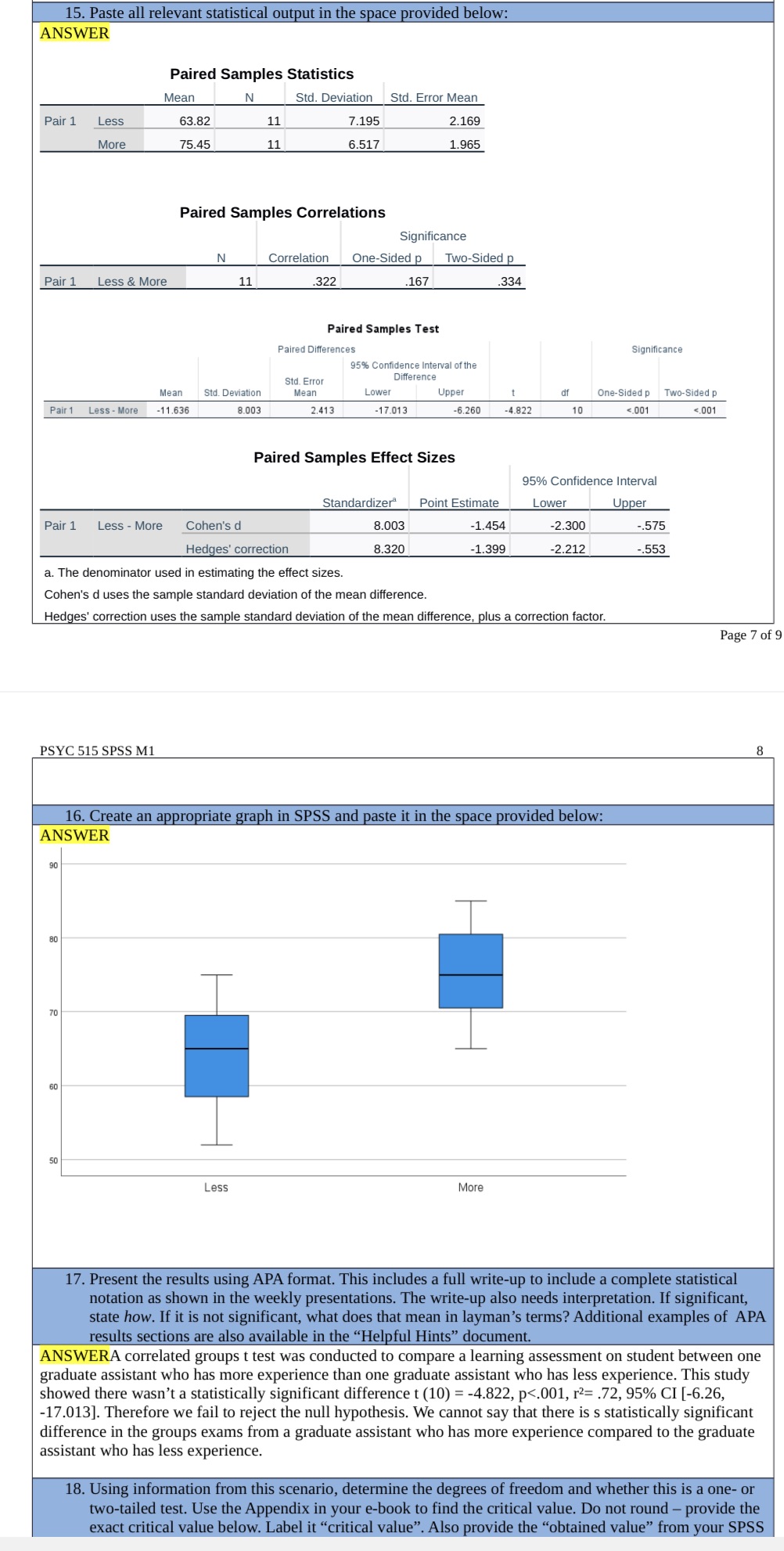 15. Paste all relevant statistical output in the space provided below: ANSWER