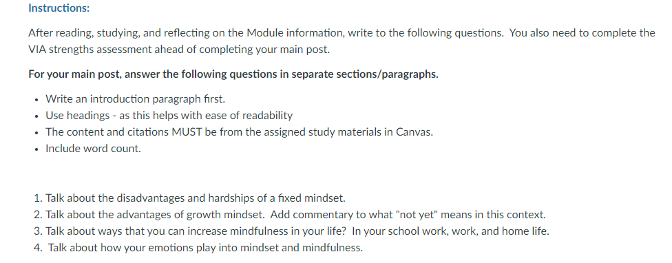 Instructions: After reading, studying, and reflecting on the Module information, write to