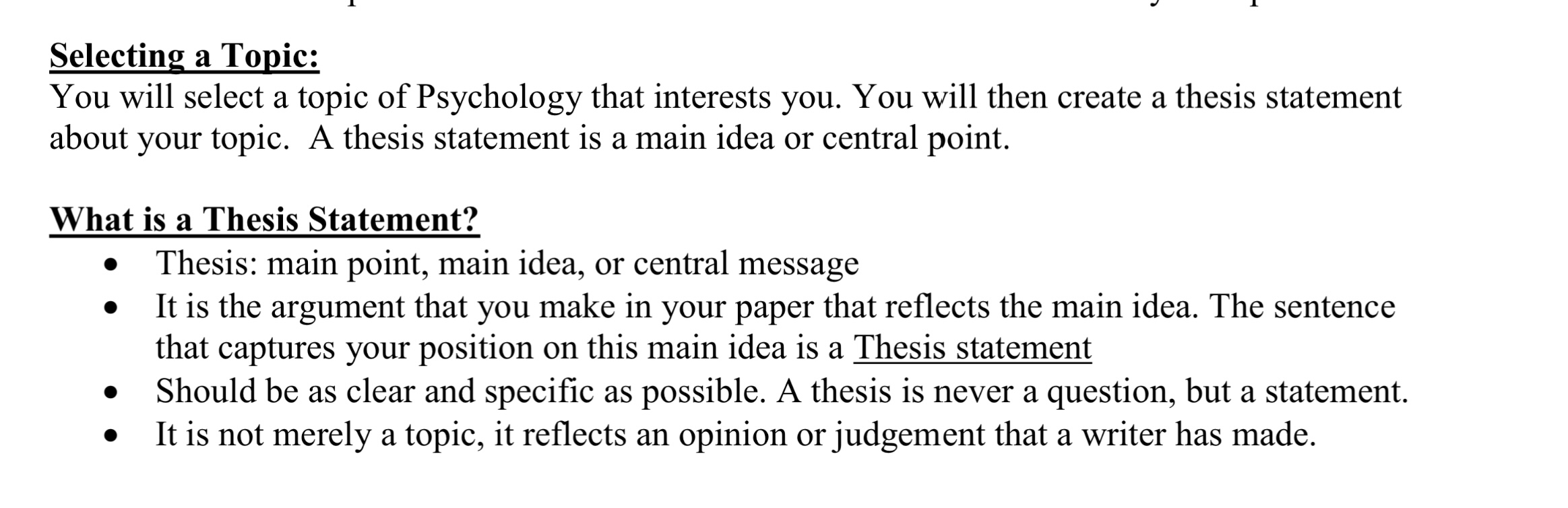 statement? INSTRUCTIONS Create a word document that lists three possible topics that