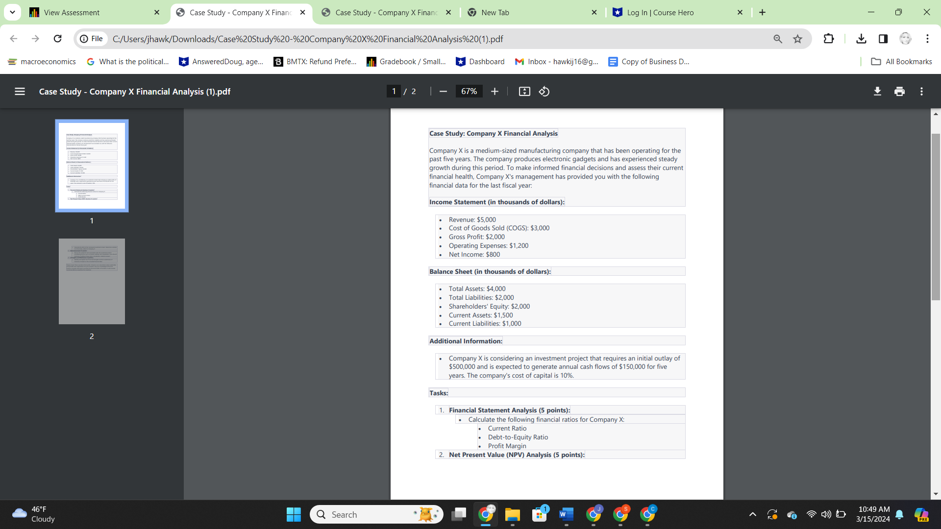 > View Assessment Case Study Company X Financ Case Study - Company