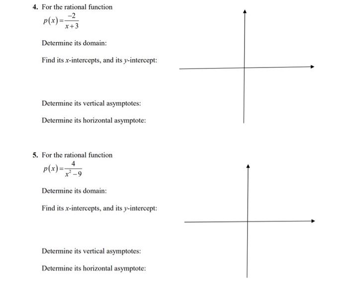 4. For the rational function -2 p(x) = x+3 Determine its domain:
