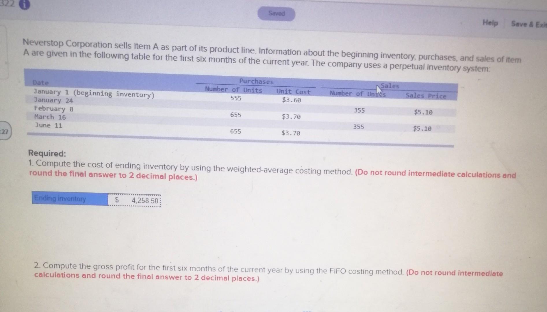 Saved Help Save & Exit Neverstop Corporation sells item A as part