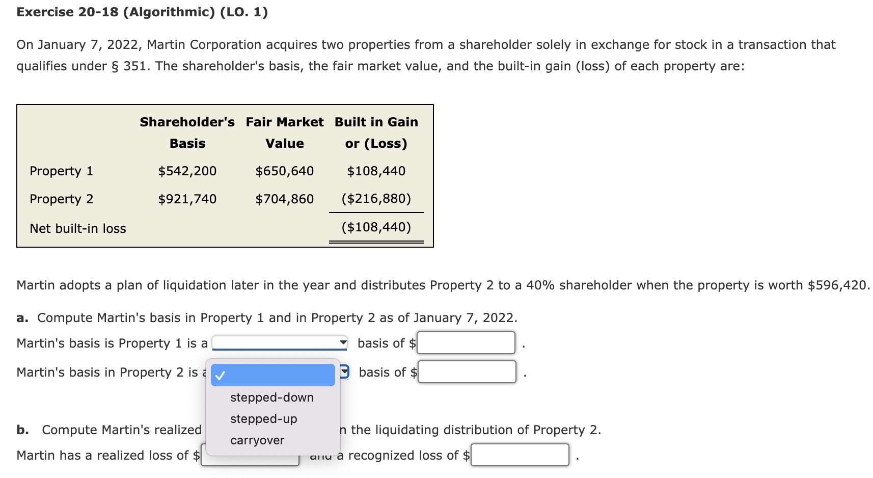 two properties from a shareholder solely in exchange for stock in a