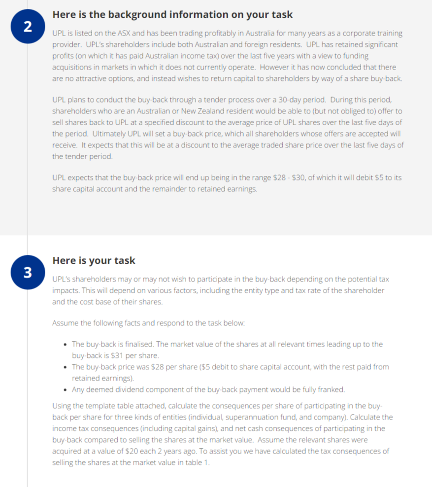 2 Here is the background information on your task UPL is listed