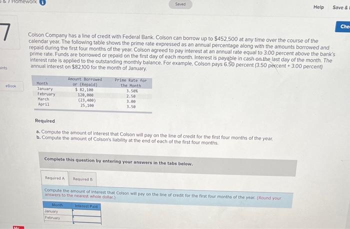 & /Homework Seved Help Save & 7 sints Colson Company has a