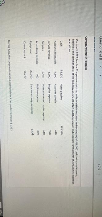 Question 6 of 8 > View Policies -/7.5 E Current Attempt in