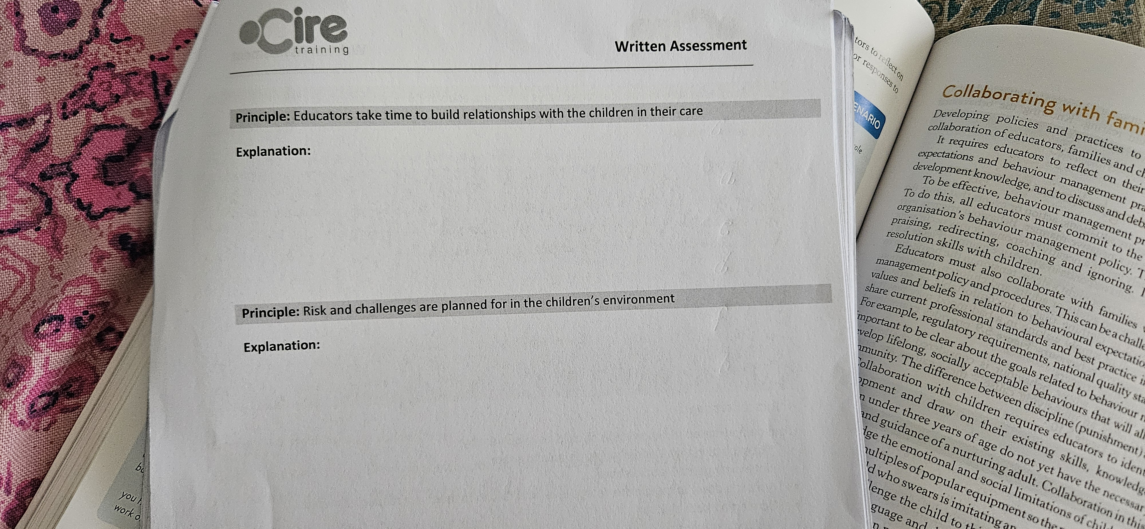 Cire training Written Assessment Principle: Educators take time to build relationships with