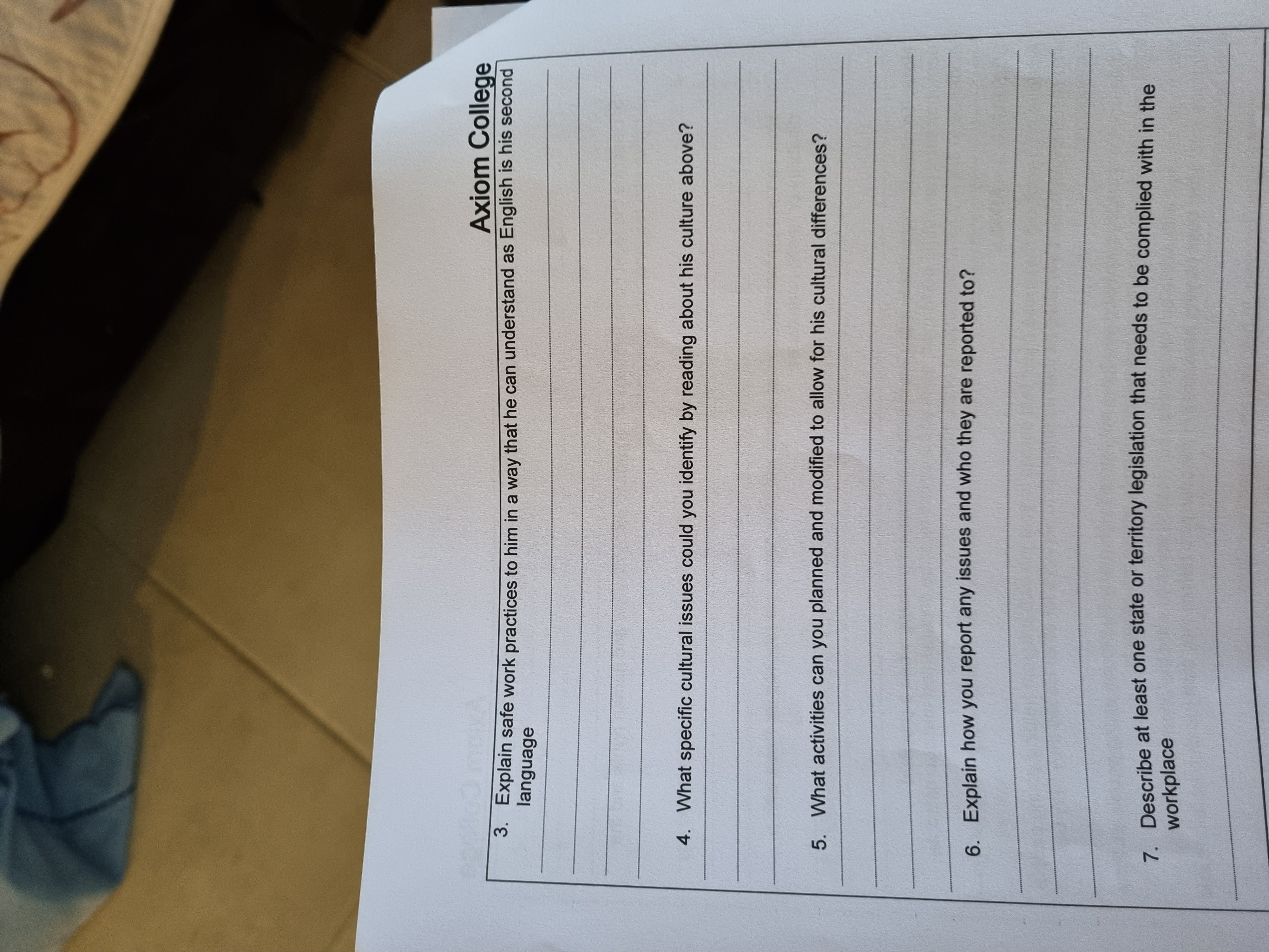 practical demonstration cannot be performed, each of the points must be documented