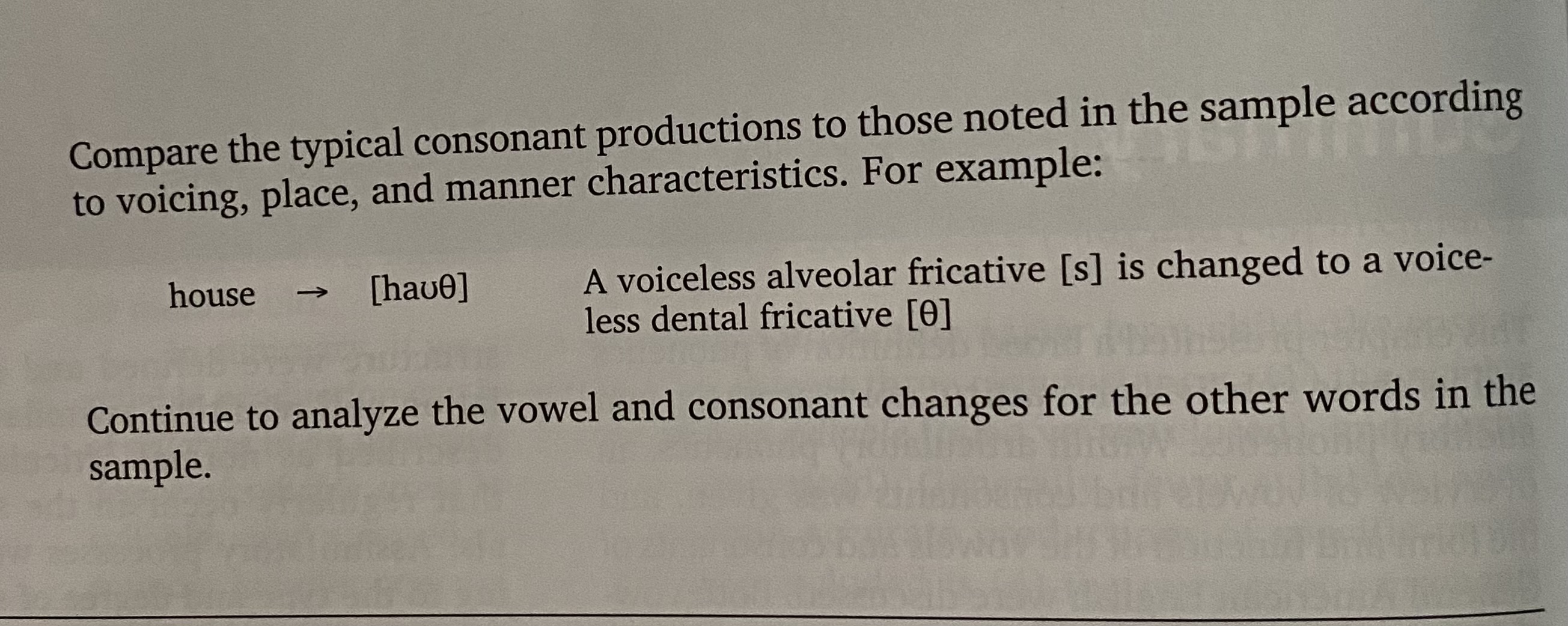 months. dig [deg] cat [tt] house [have] bath [bt] knife [naf] red