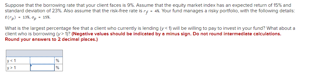Suppose that the borrowing rate that your client faces is 9%. Assume