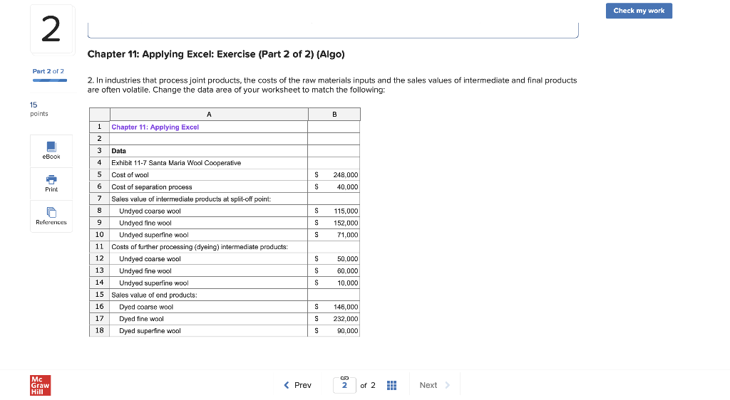 2 Chapter 11: Applying Excel: Exercise (Part 2 of 2) (Algo) Part
